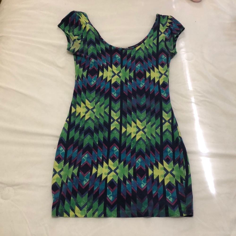 Blue and Green Bodycon Dress